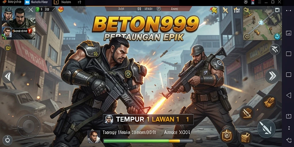 Tampilan antarmuka pertarungan intens BETON999 1 Lawan 1.