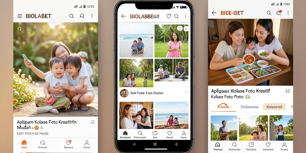 Antarmuka BIOLABET menampilkan berbagai pilihan kolase foto yang menarik.