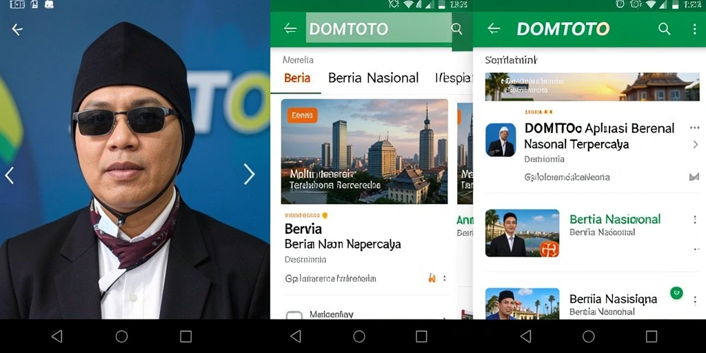 Antarmuka aplikasi DOMTOTO yang menunjukkan berita nasional terkini.