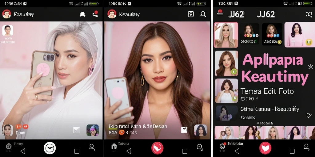 Antarmuka aplikasi JJ62 dengan fitur Kamera Beautify yang menarik.