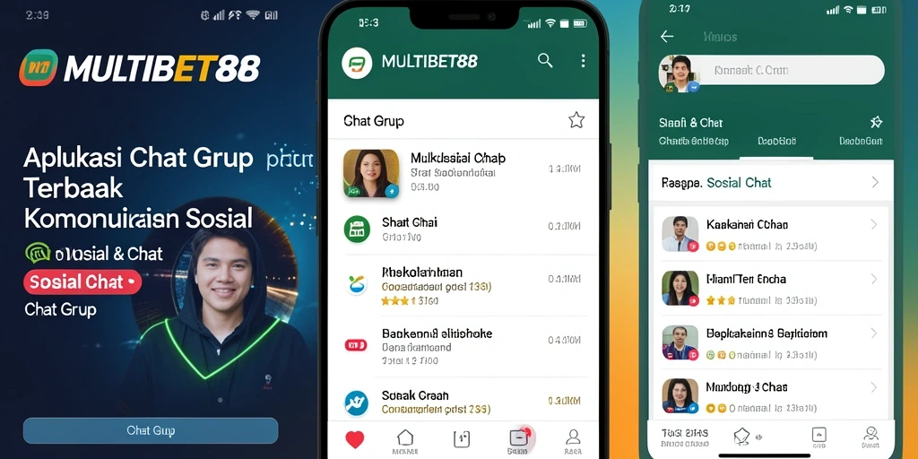 Antarmuka aplikasi MULTIBET88 untuk chatting grup yang menarik dan fungsional.