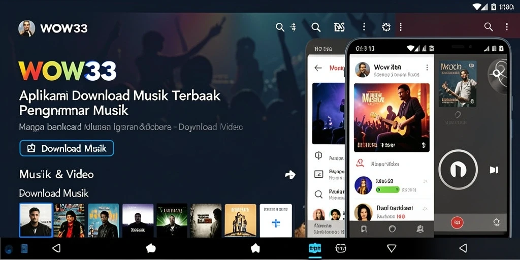 Antarmuka WOW33 menampilkan fitur Download Musik yang menarik dan mudah digunakan.